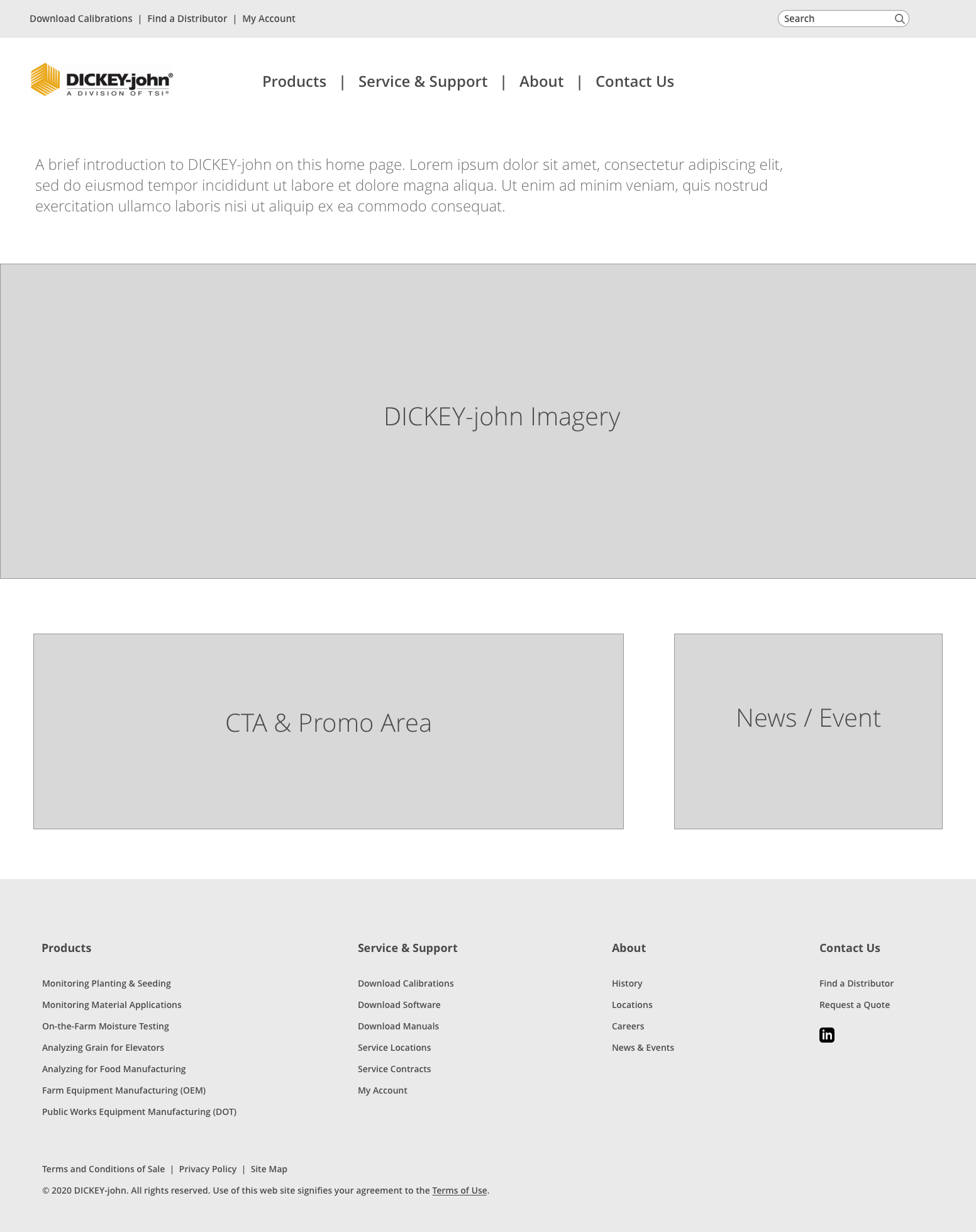 DICKEY-john Wireframes: Homepage