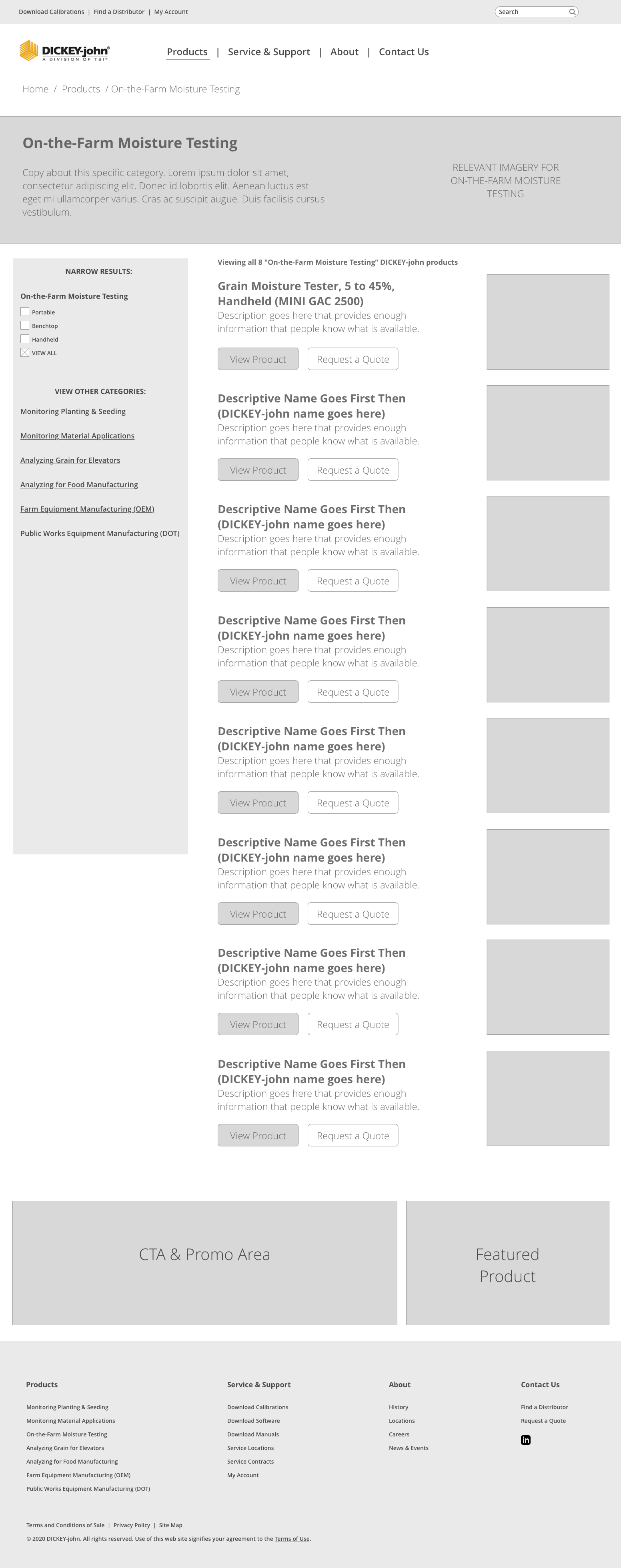 DICKEY-john Wireframes: Homepage