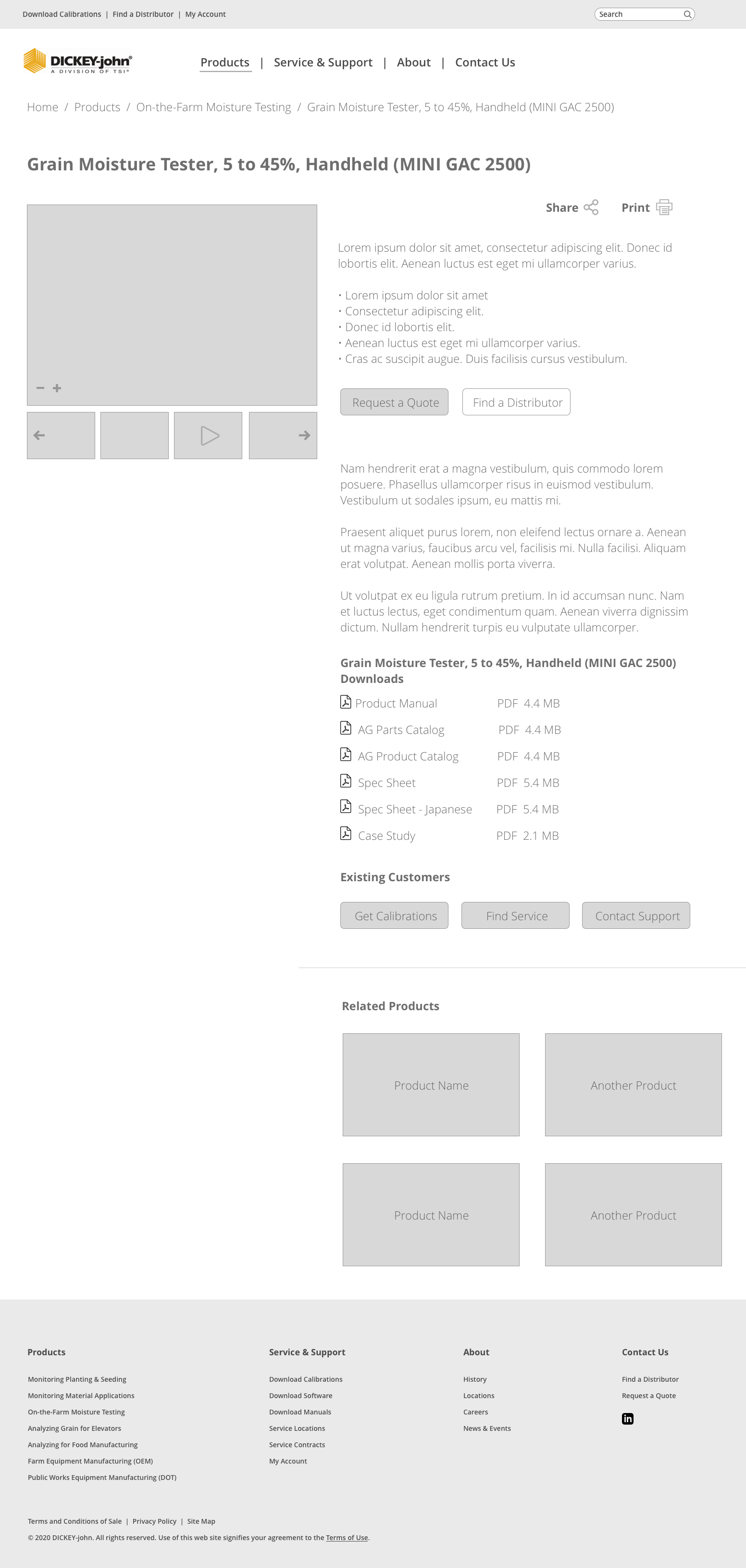 DICKEY-john Wireframes: Homepage