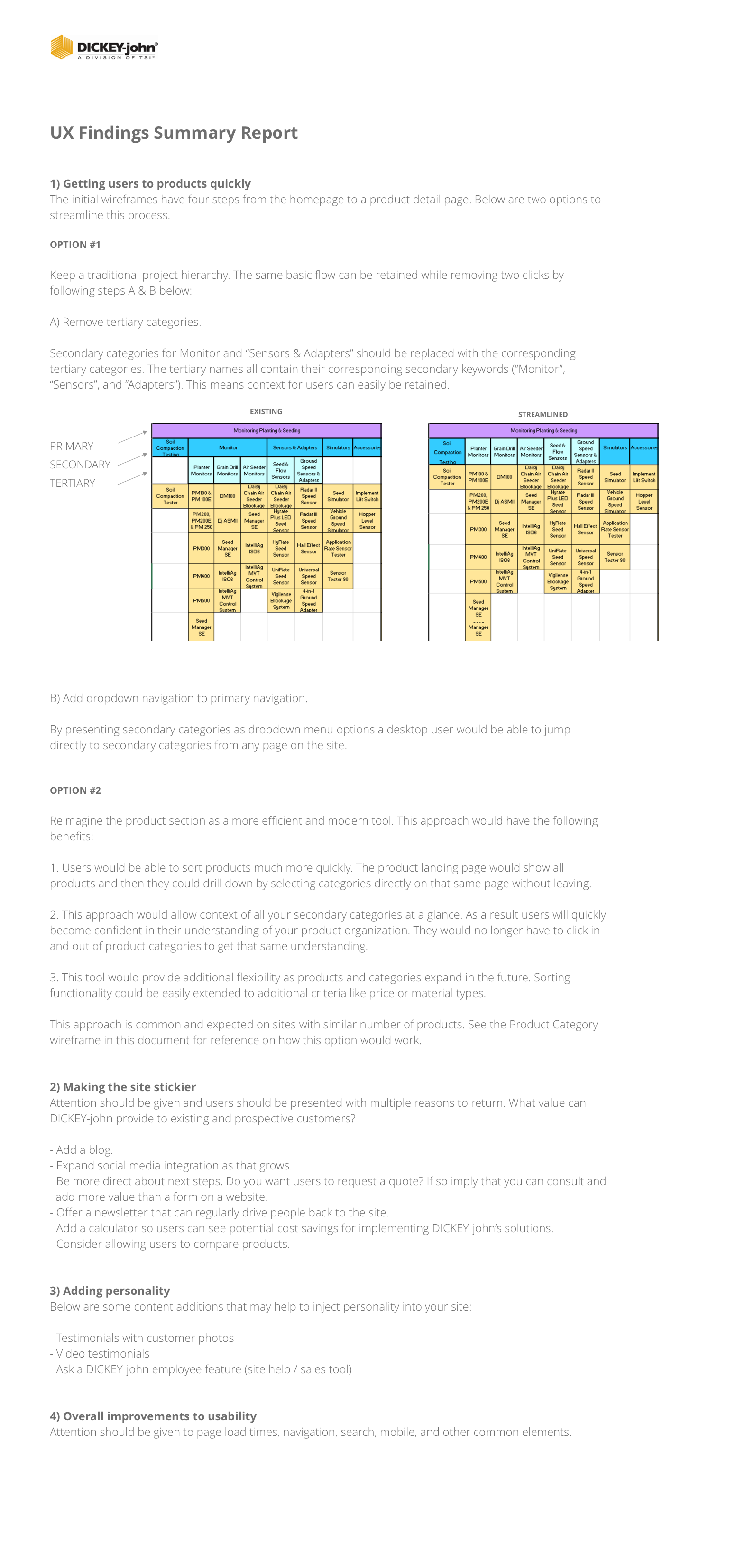 DICKEY-john UX findings summary report