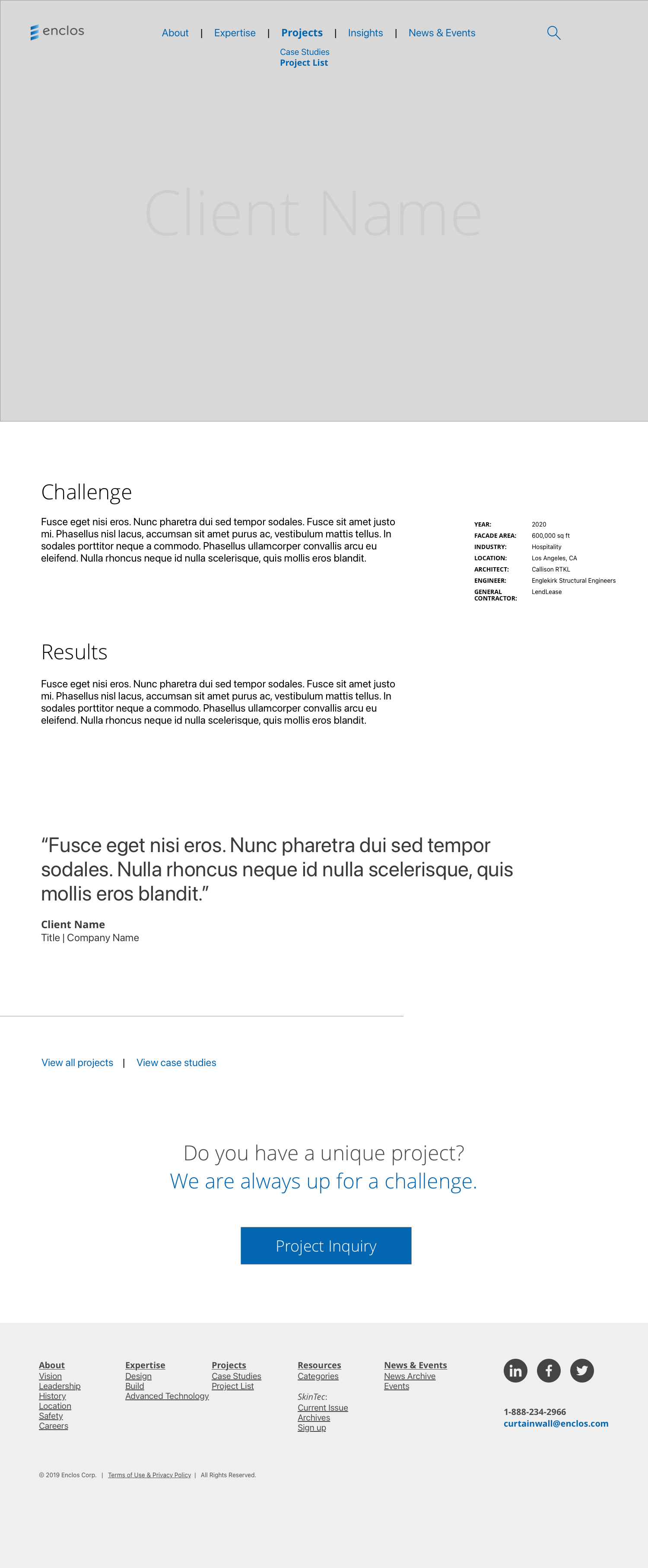 Enclos Wireframes: Project List Detail